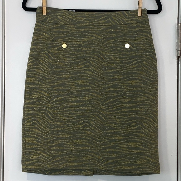 MICHAEL Michael Kors Dresses & Skirts - NWT Michael Kors Green and Gold Zebra Striped Mini Skirt S